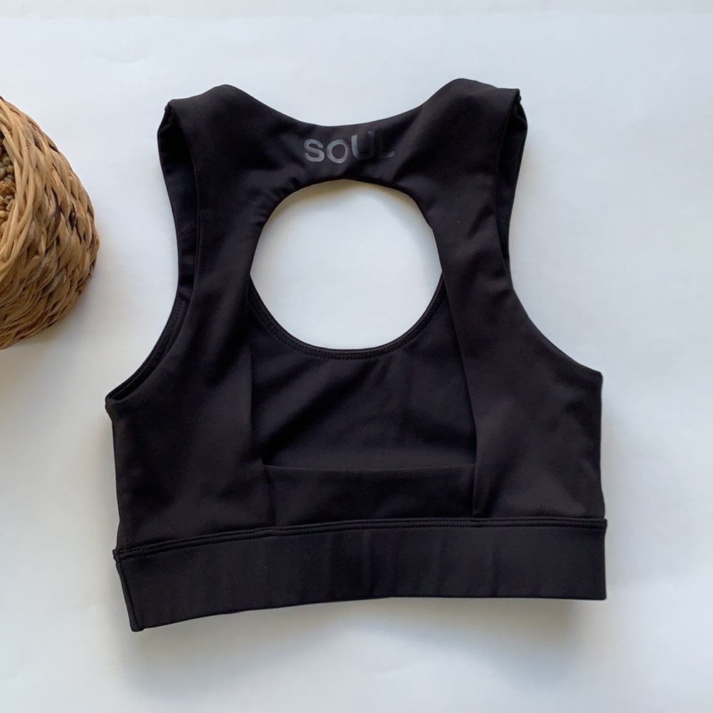 Soulcycle Black Silver Grommets Sports Bra Sz Xs - Picture 2 of 5